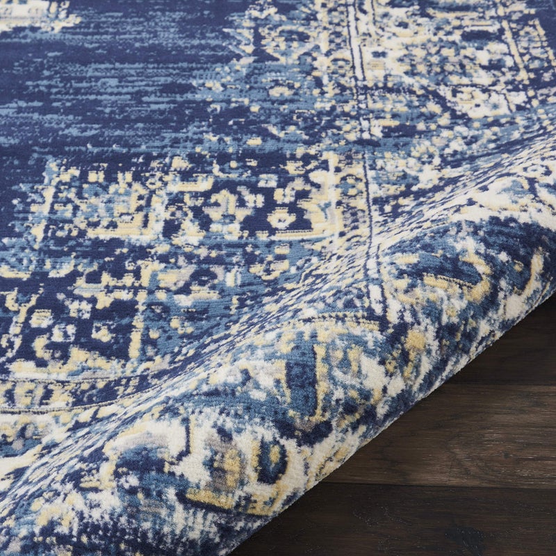 Nourison Home Grafix Traditional Navy Blue 2' x 4' Area-Rug, Easy Clean, Non Shedding, Bed Room, Living Room, Dining Room, Kitchen (2x4) - Image 5